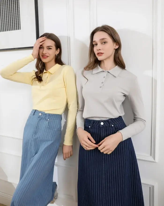 AS 2025 été femme ajusté design polo hauts haute qualité tissu extensible dame vêtements