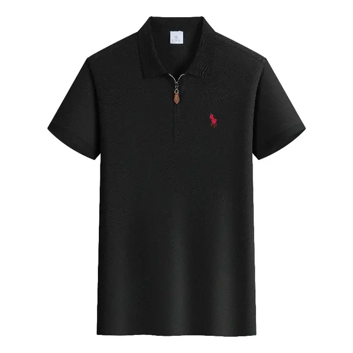 Polo brodé de luxe à manches courtes pour homme