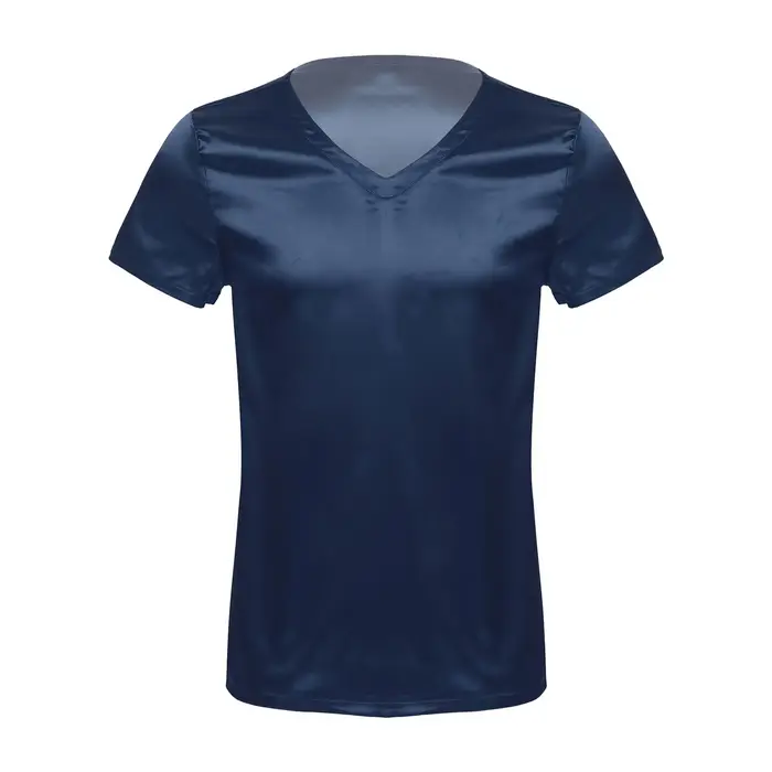 Iiniim-T-Shirt en Satin à Manches Courtes et Col en V pour Homme