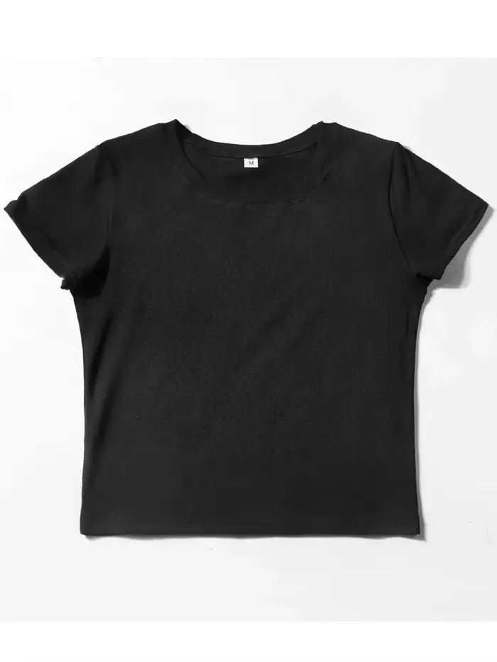 T-shirt col rond femme, court, en coton, serré, à la mode, avec lettres imprimées, I'm Niche Ally, J