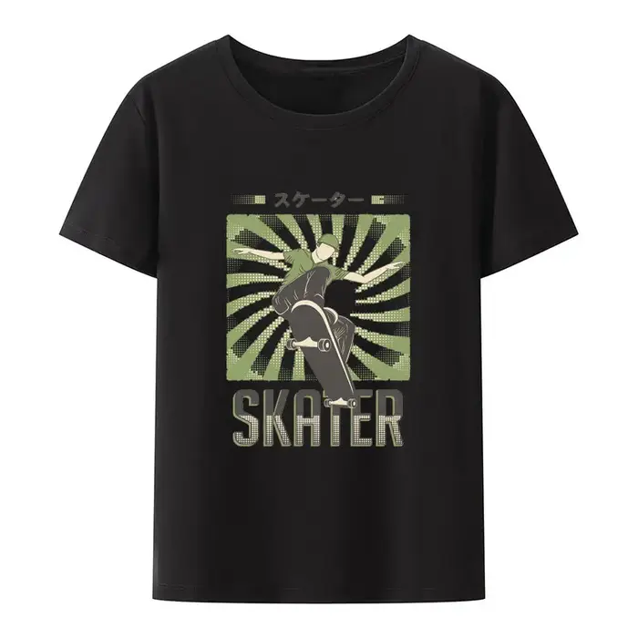 Drôle patineur décontracté impression t-shirt rétro respirant cadeau hauts créatif Otaku Punk tendan