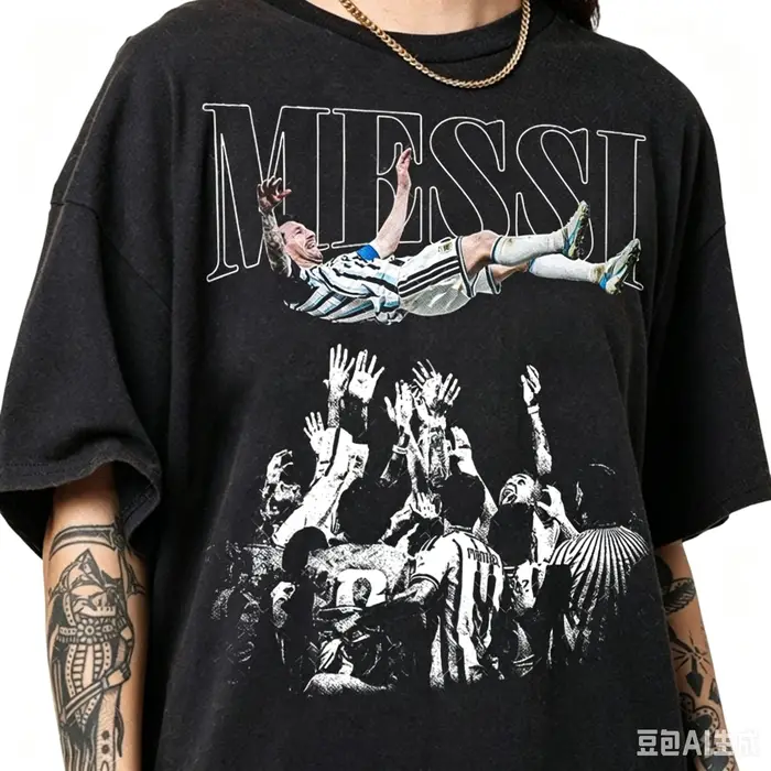 T-shirt graphique Messi Champion pour homme, vintage, équipe nationale d'Argentine, imprimé rétro, c