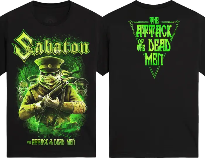 Sabaton suisse classique bande imprimer femmes hommes à manches courtes attaque des morts hommes T-s