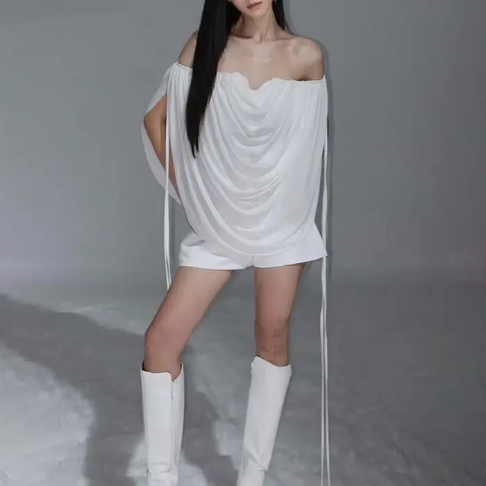 Chemise blanche à plis superposés TWOTWINSTYLE pour femme