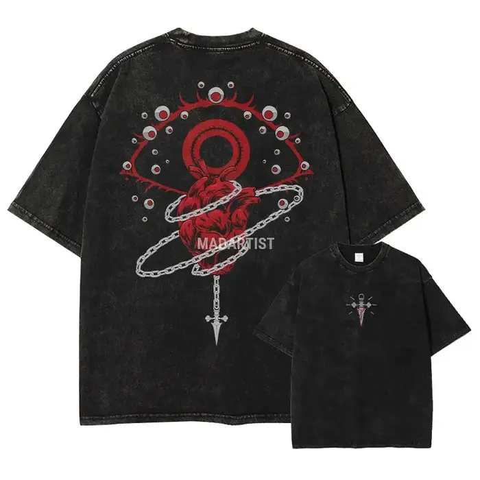 Kurapika T-shirts Vintage lavé Anime Hunter t-shirt surdimensionné Manga Killua Zoldyck Gon Hisoka C