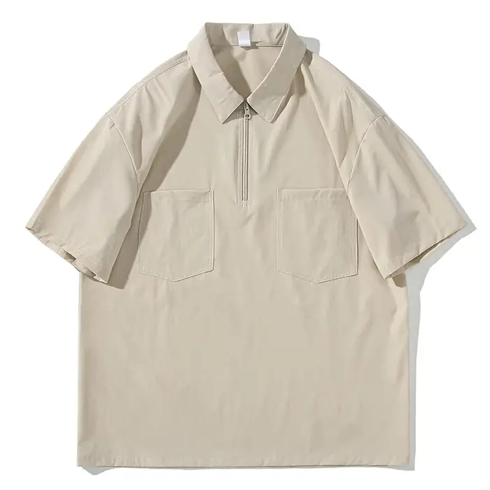 Polo homme à demi-zip et double poche