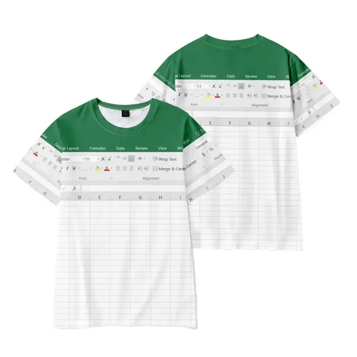 T-Shirts à manches courtes et col rond pour hommes et femmes, humoristique, avec logiciel Excel impr