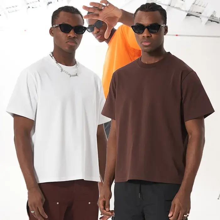 2025 nouveau Boxy Fit T-shirt à manches courtes hommes coton lourd épaule tombante