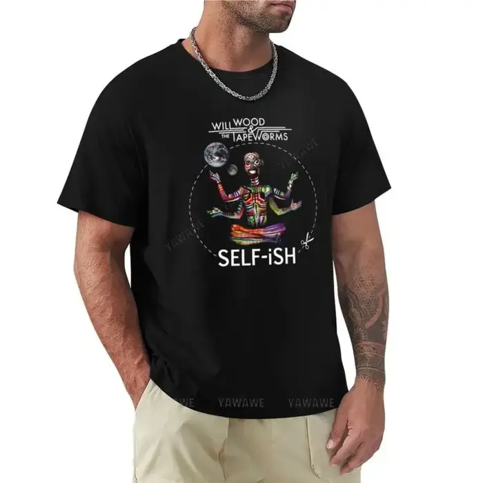 Selfish Self-ish Will Wood T-Shirt hauts mignons t-shirts graphiques chemises d'entraînement pour hommes t-shirt en coton noir pour hommes
