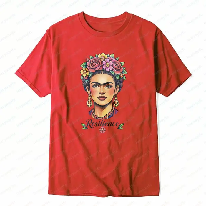 T-shirt graphique vintage Frida Kahlo avec motif floral sur la tête