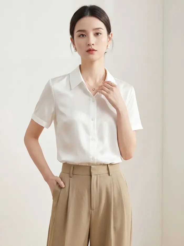 T-Shirt en soie de mûrier chemise à manches courtes pour femmes nouvelle chemise professionnelle Des