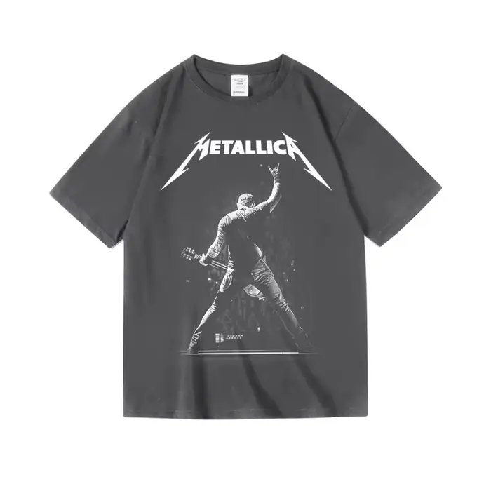 T-shirt d'été pour hommes, style rock et métal européen et américain, haut ample, t-shirt en coton s