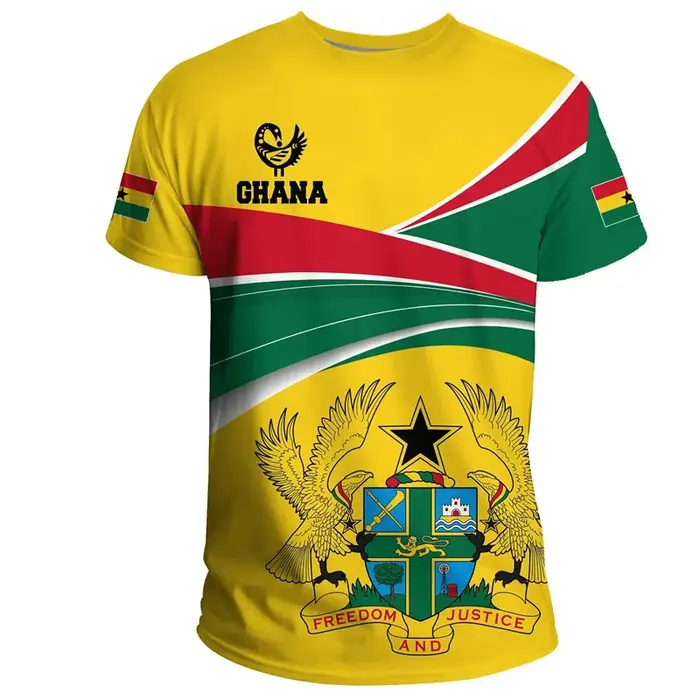 T-shirt africain ghanéen imprimé en 3D pour hommes