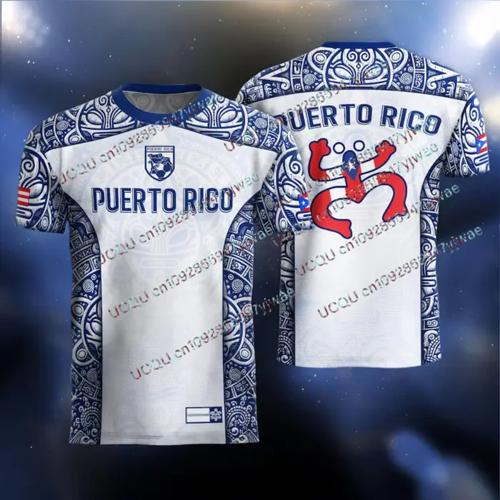 T-shirt à manches courtes pour hommes et femmes, tenue de jour de match portoricaine, maillot de foo