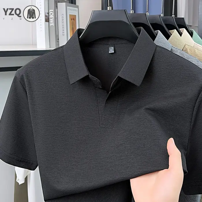 Polo uni mélangé pour homme