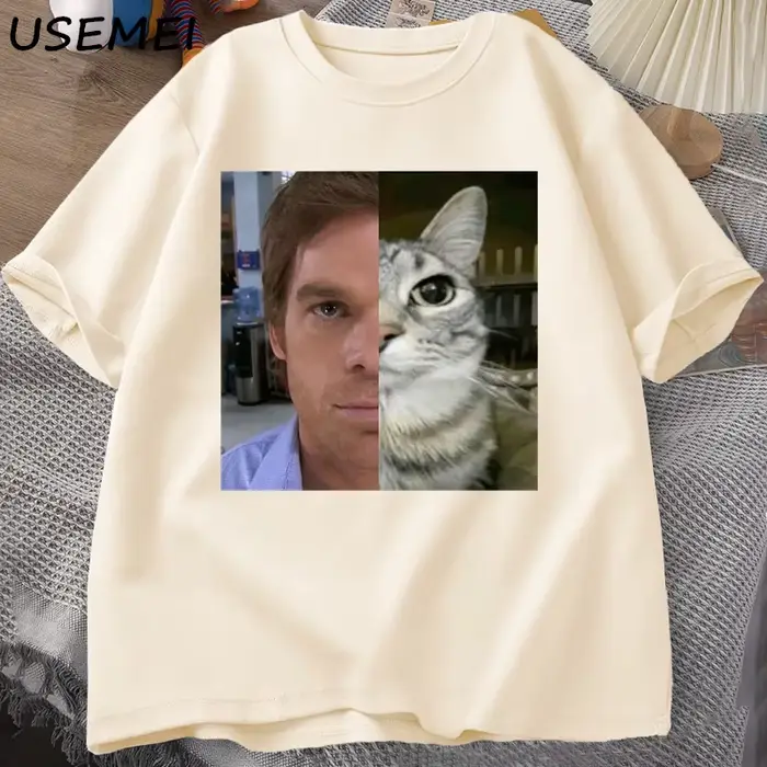 Dexter Morgan-T-shirt en coton à manches courtes et col rond pour homme