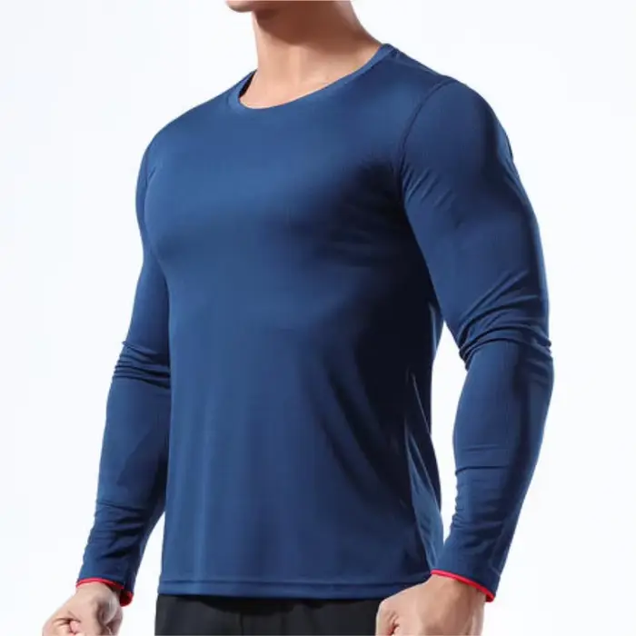 T-shirt de sport respirant à manches longues pour hommes