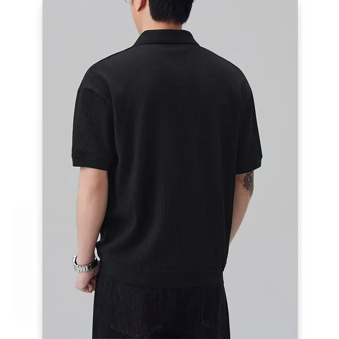 Polo à revers vertical en jacquard pour homme