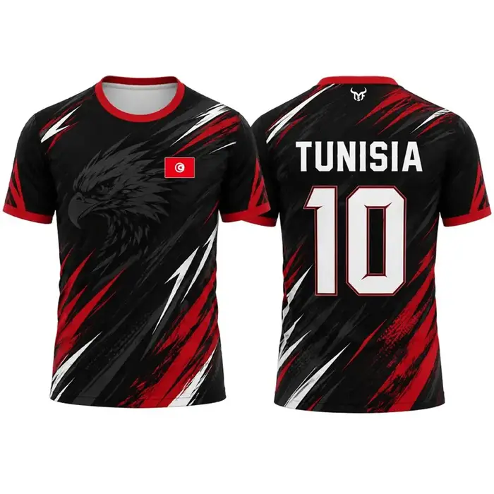 Nouveau maillot de football imprimé drapeau tunisien pour hommes