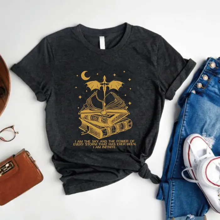 T-shirt Vintage Basgiath War imprimés, I Am The Sky, Fourth Wing Tee, Dragon Rider, Y Bookish, The U
