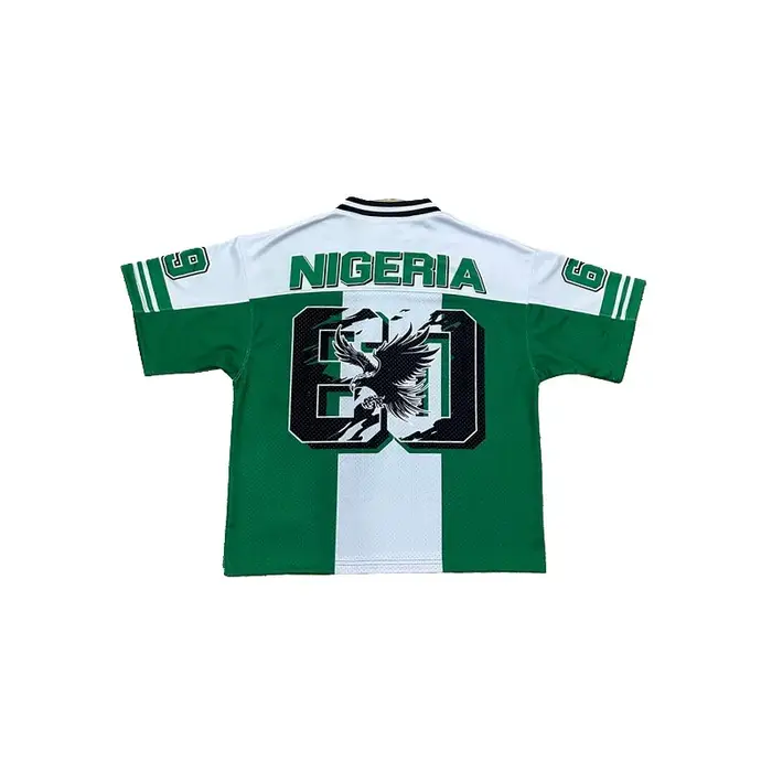 T-shirt décontracté pour homme, style streetwear nigérian été 2026, nouveau t-shirt nigérian en satin à col en V, coupe ample, imprimé numéroté