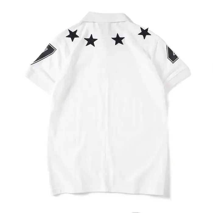 Haut nouveau hommes luxe 2021 classique brodé PU cuir étoile 74 polos chemise Hip Hop Skateboard coton Polo Top M-2XL # D177