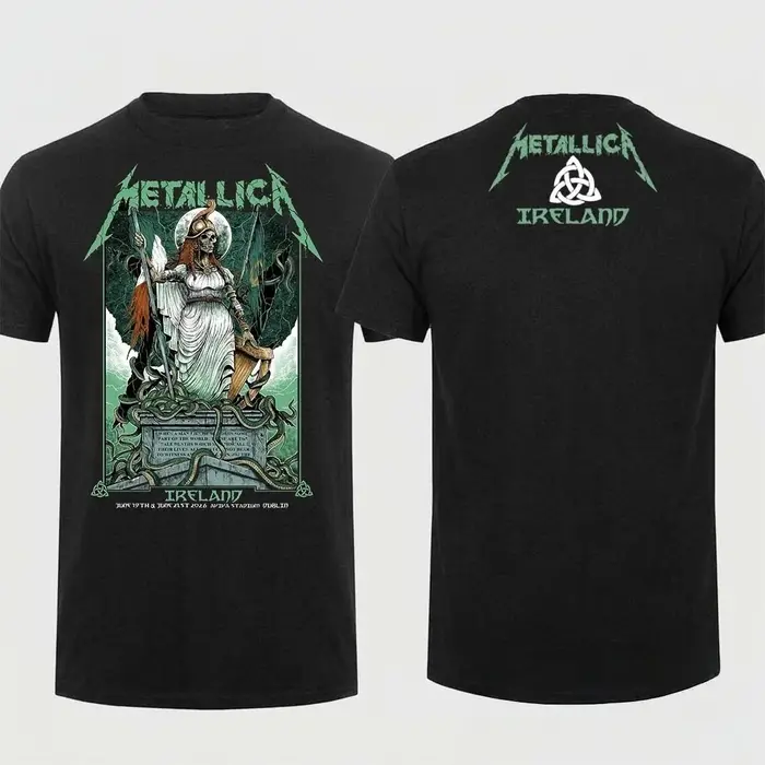 T-shirt Metallica M72 World Tour 2026 Dublin Irlande pour hommes et femmes, chemises d'été 100% coto