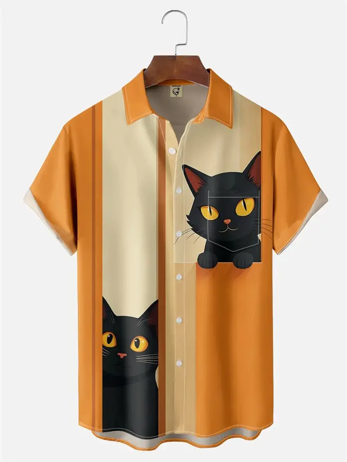 Chemises graphiques de chat de dessin animé mignon pour hommes et femmes