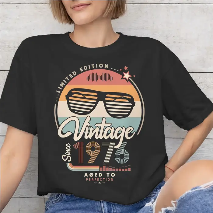 T-shirt imprimé vintage 1976 pour hommes et femmes