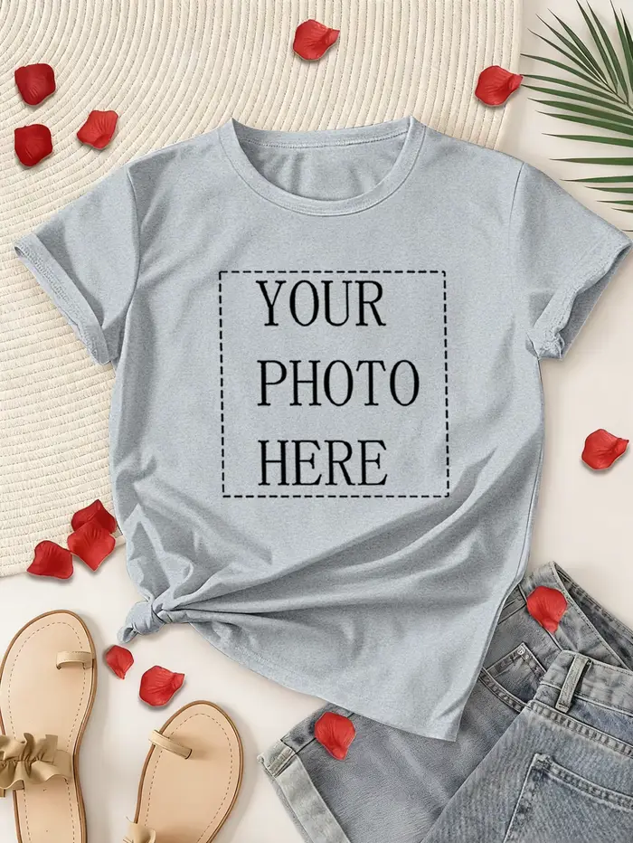 T-shirt pour femme avec photo et texte imprimés