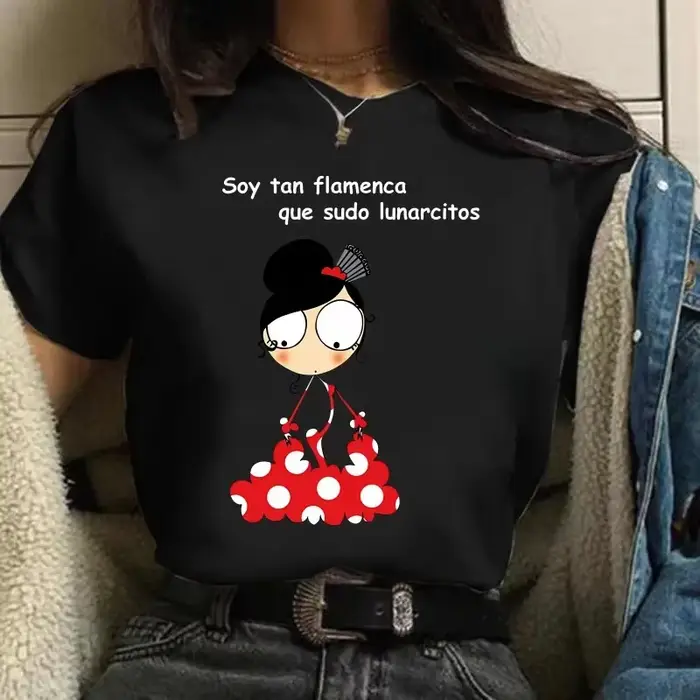 Femmes T-shirts Harajuku hauts chemises à manches courtes talon haut imprimé Flamengo danse T-shirts