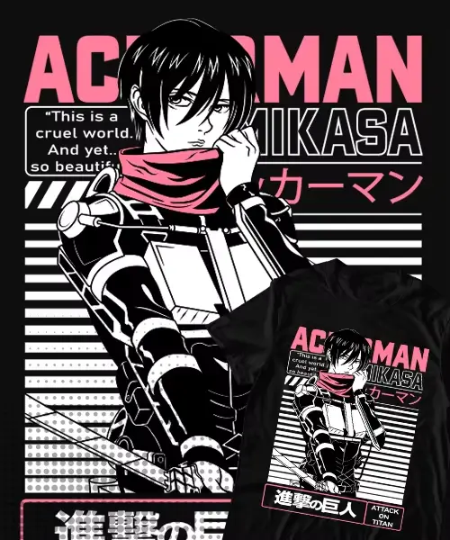 T-shirt de l'Animé Attaque des Titans Mikasa Ackerman Batalla, Final