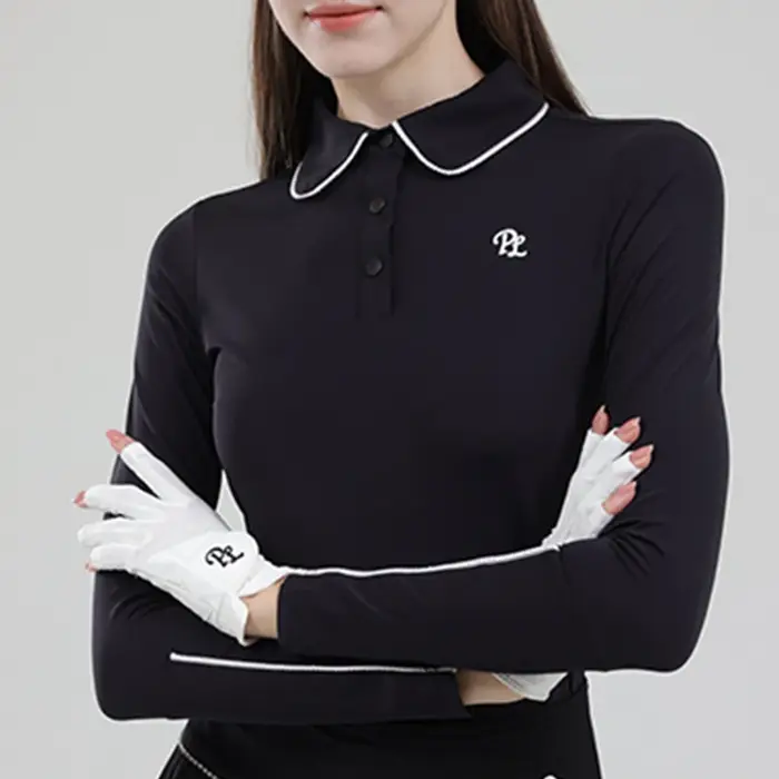 T-shirt de golf à manches longues pour femmes, col polo, jupe de golfeur avec short intérieur