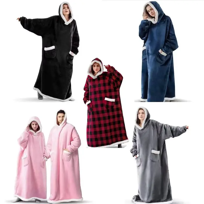 180 cm de Long couverture d'hiver avec manches en peluche polaire portable canapé