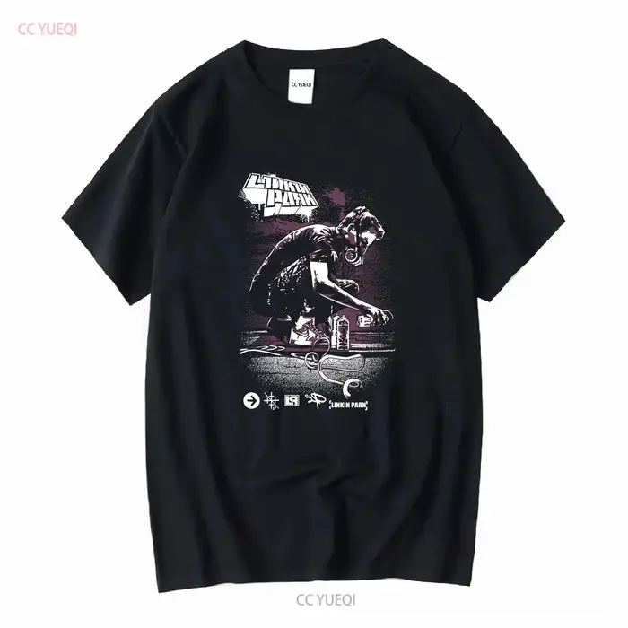 Black Linking Park Band T Shirt manches longues ou courtes vintage Vêtements de créateurs délavés Po