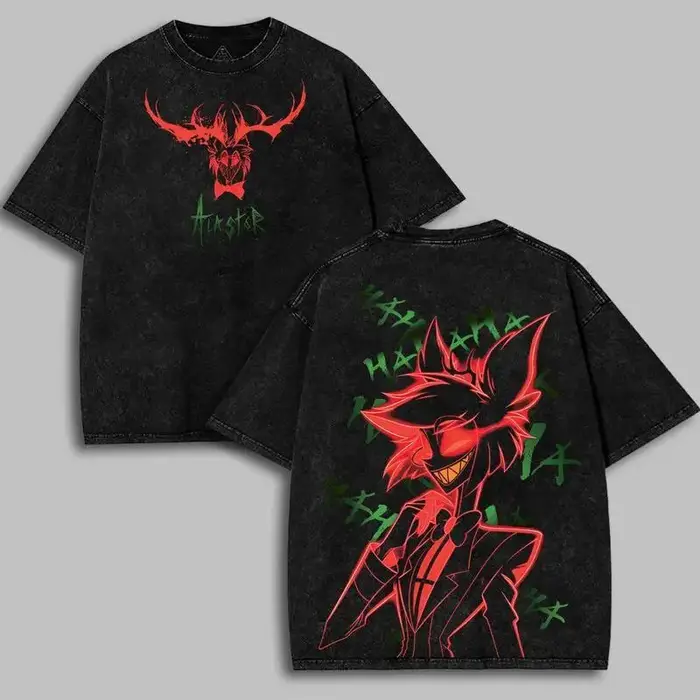 Alastor Hazbin hôtel graphique T-shirt hommes femmes vêtements rue mode lavé surdimensionné T-shirt 