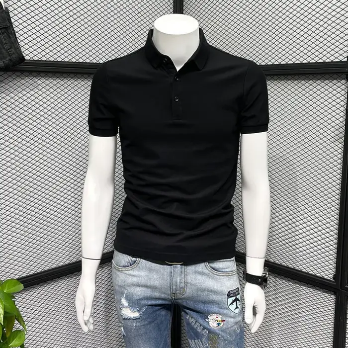 Polo Slim Fit pour hommes avec col imprimé brodé
