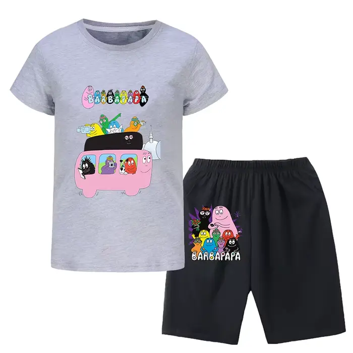 Barbapapa T-shirt pour un garçon ensemble deux pièces pour enfants de 6 à 12 ans vente d'été enfant en bas âge fille