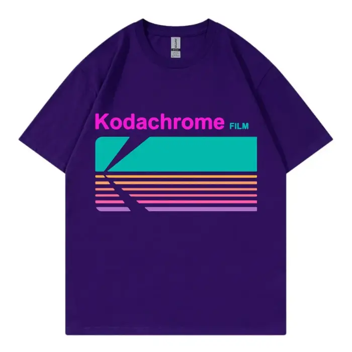T-shirt rétro Kodak Color Film, pour hommes, haut à manches courtes en pur coton imprimé années 80 e