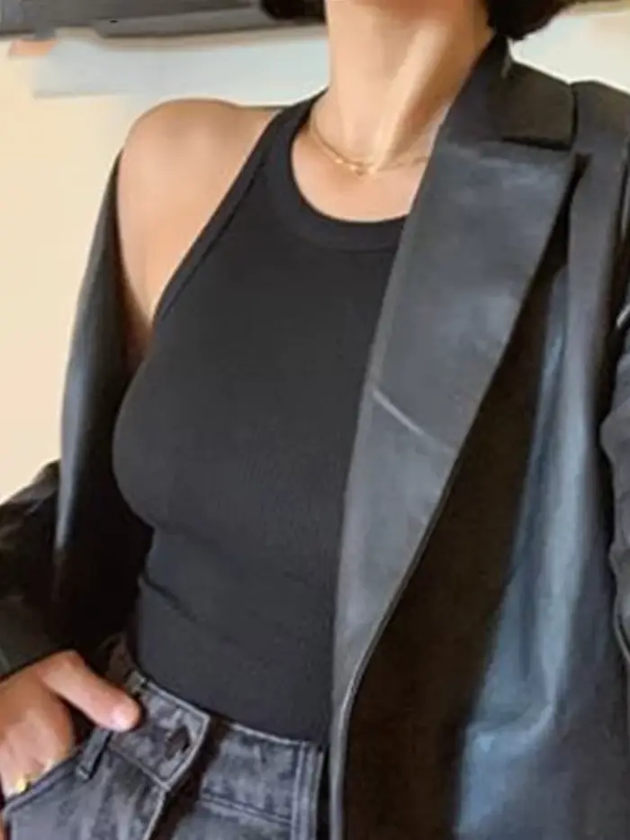 Débardeurs Sexy gilet court solide Harajuku coréen femme épaules nues tricoté kaki blanc été haut