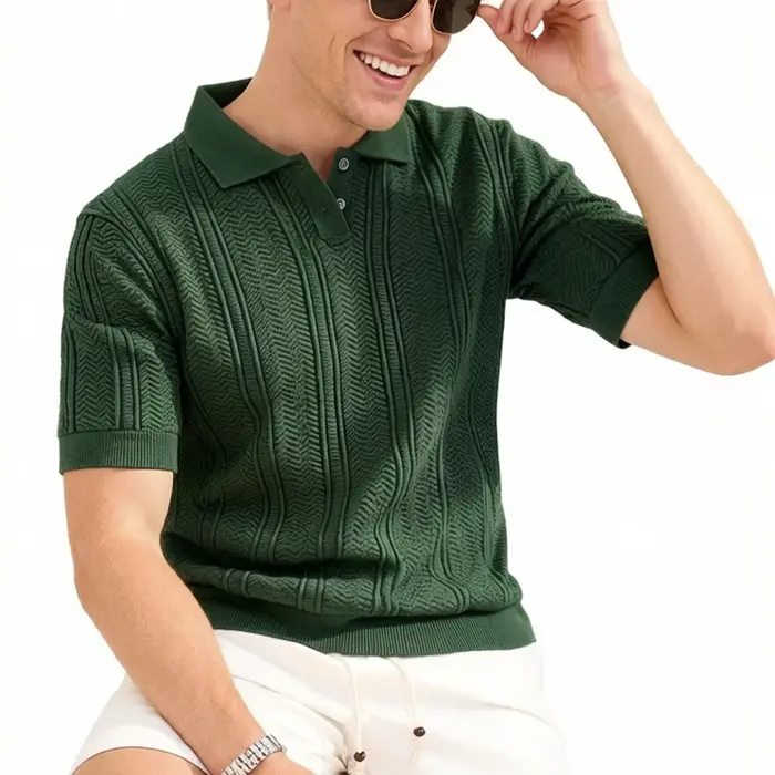 Nouveau T-shirt Polo en Maille pour Homme 2026 – Chemise Décontractée à Manches Courtes Extensible pour l'Été