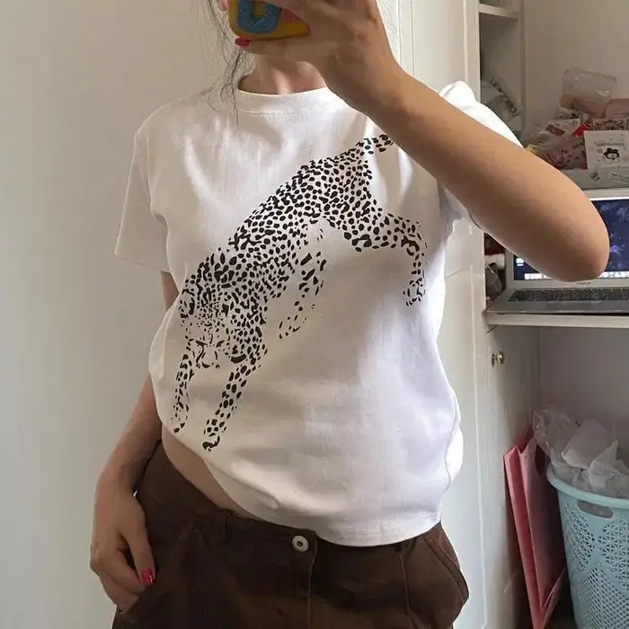 T-shirt imprimé léopard pour femme