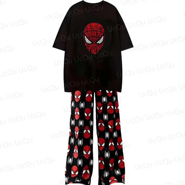 T-Shirt court avec pantalon de pyjama, costume surdimensionné pour adultes/enfants, tenue de Couple,