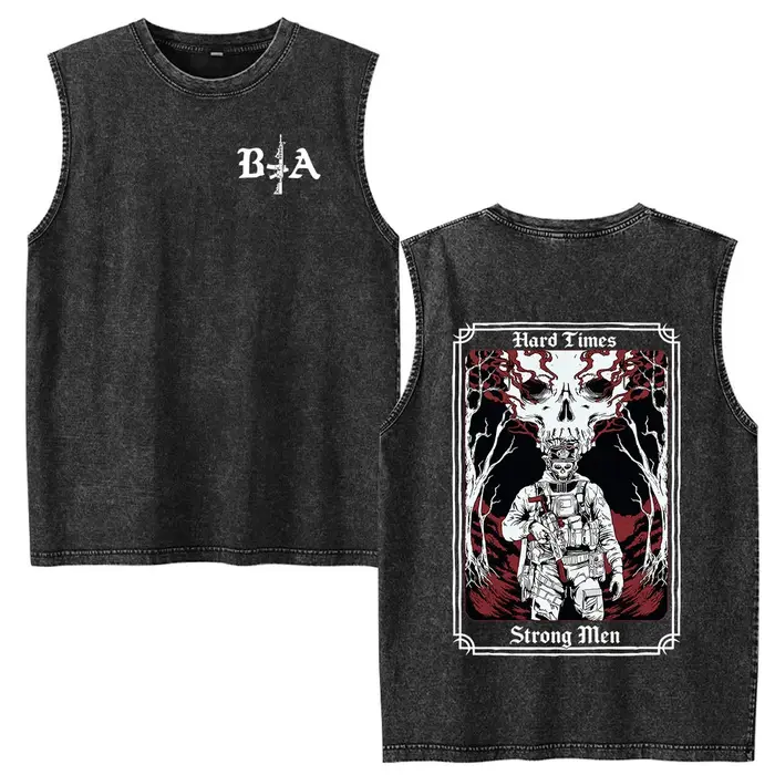 Doner Kebab Kalash Funny Skeleton Vintage Acid Washed Tank Tops T Shirt Men Clothing Casual Oversized Sleeveless Vest T-shirt