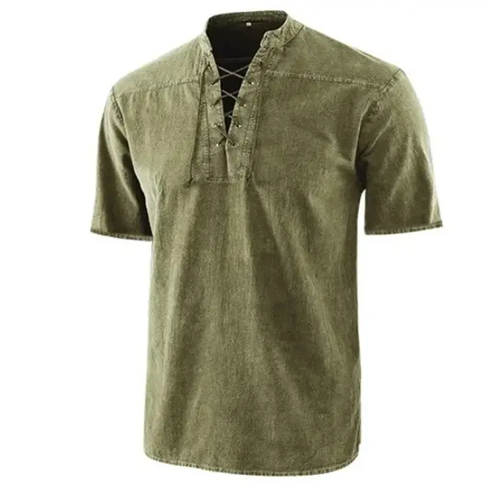 T-Shirt à Manches Courtes et Col Montant pour Homme