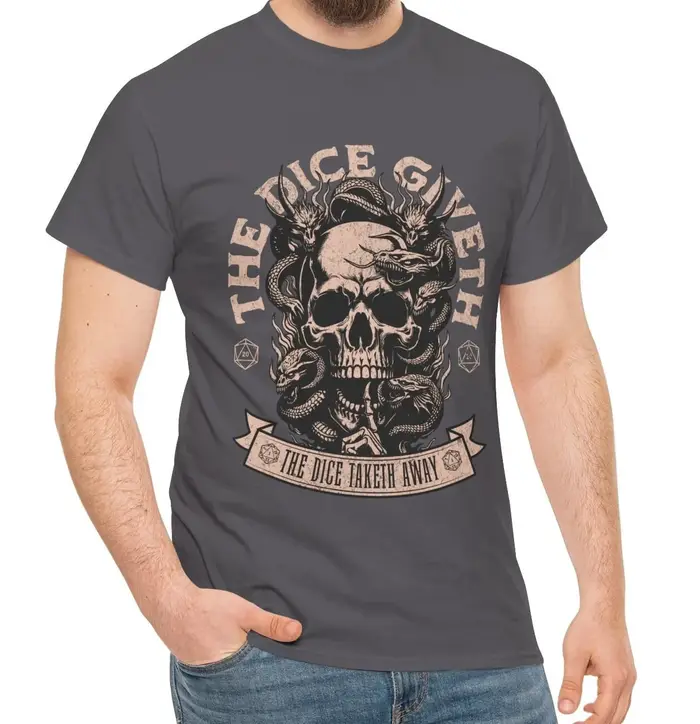 Dnd t-shirt les dés Giveth et les dés Taketh Away D20 détail pour les joueurs de donjons et de dragons cadeau pour DM Game Master
