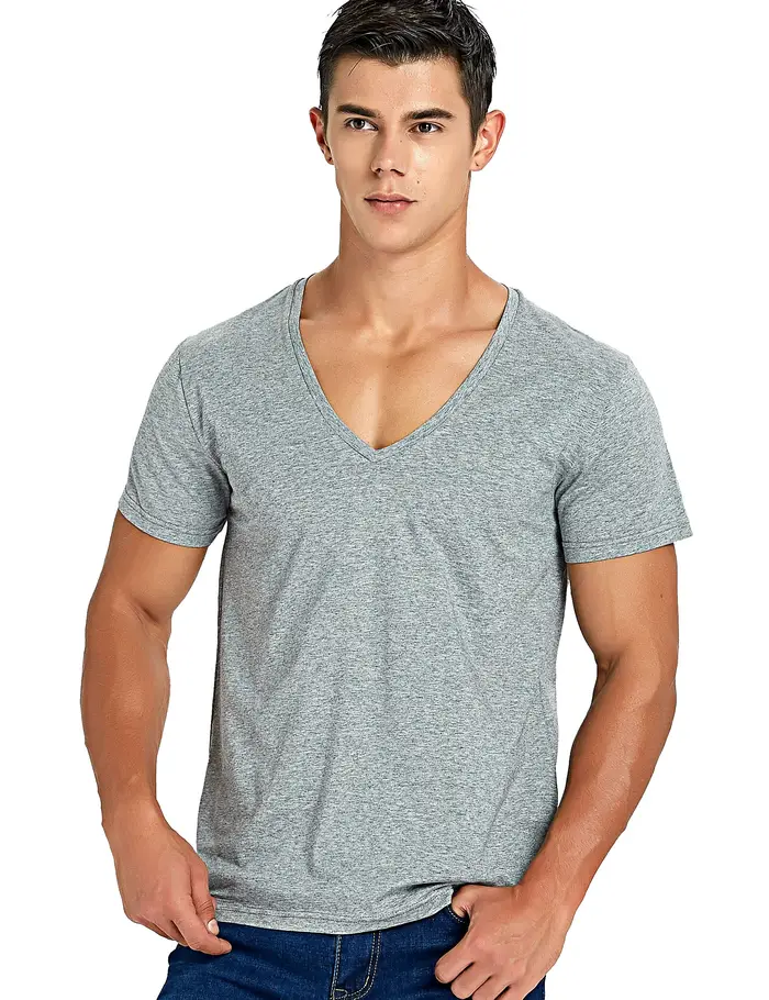 T-shirt à col en V profond pour hommes