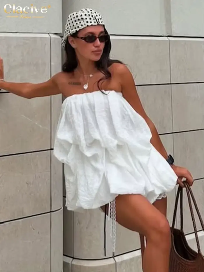 Clacive – Nouveau débardeur blanc ample pour femme, collection été 2026, sexy, sans bretelles, sans 