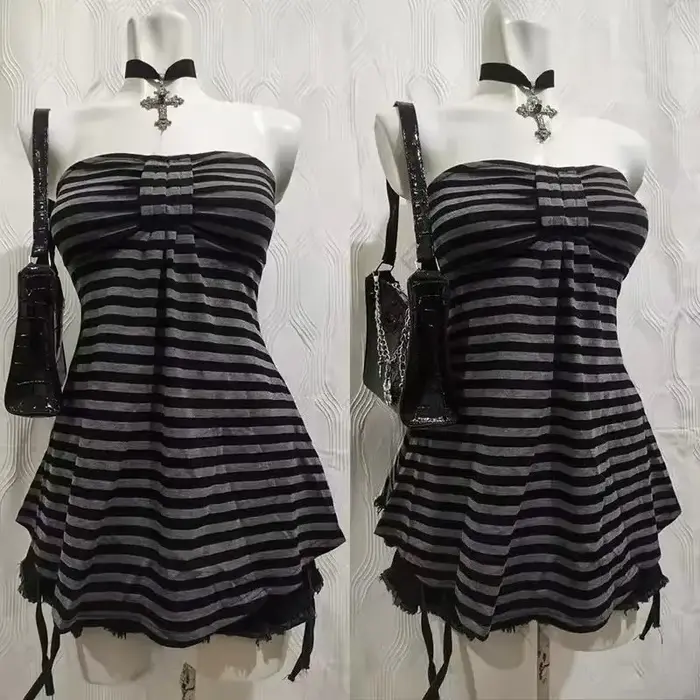 Tops sans bretelles pour femmes gothiques Y2K