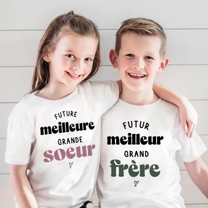 Future grande sœur grand frère ami imprimé chemise bébé annonce T-shirt garçons filles à manches courtes chemises